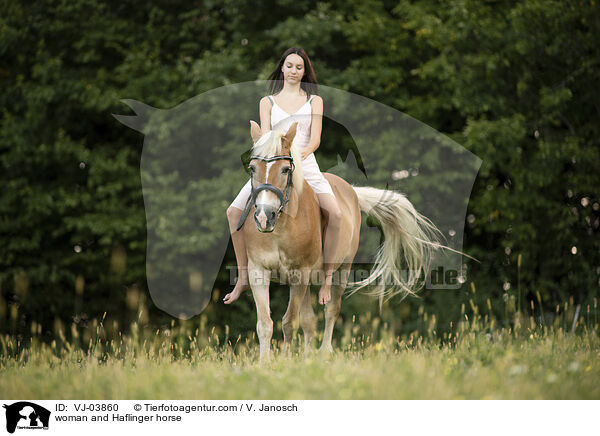 Frau und Haflinger / woman and Haflinger horse / VJ-03860