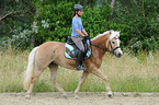 woman rides Haflinger