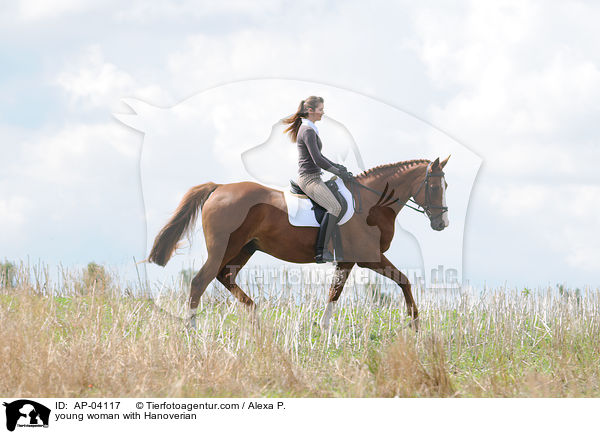 junge Frau mit Hannoveraner / young woman with Hanoverian / AP-04117