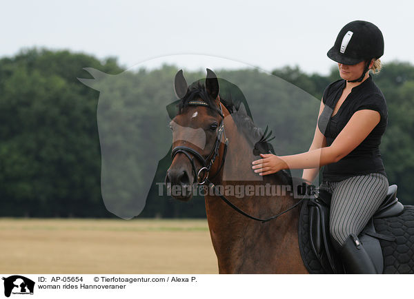 Frau reitet Hannoveraner / woman rides Hannoveraner / AP-05654