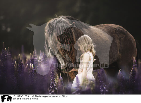 Mdchen und Islnder / girl and Icelandic horse / KFI-01653