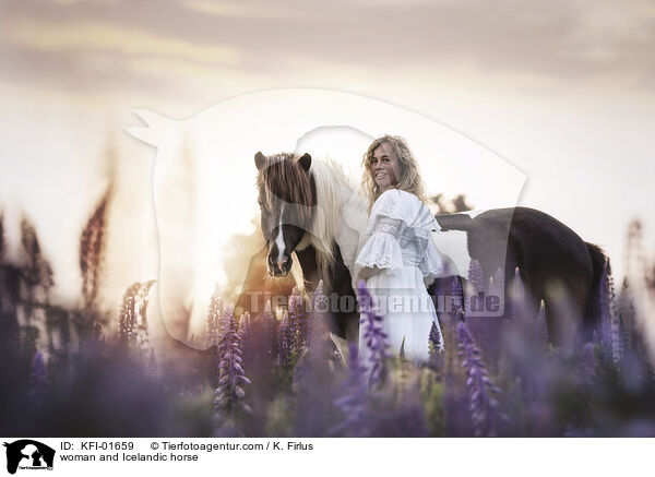 Frau und Islnder / woman and Icelandic horse / KFI-01659