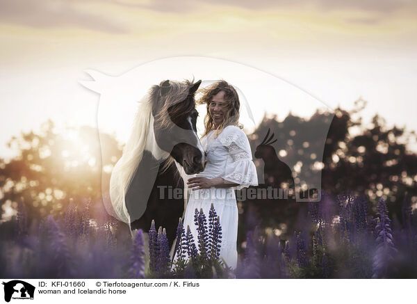 Frau und Islnder / woman and Icelandic horse / KFI-01660