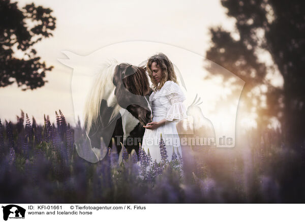 Frau und Islnder / woman and Icelandic horse / KFI-01661