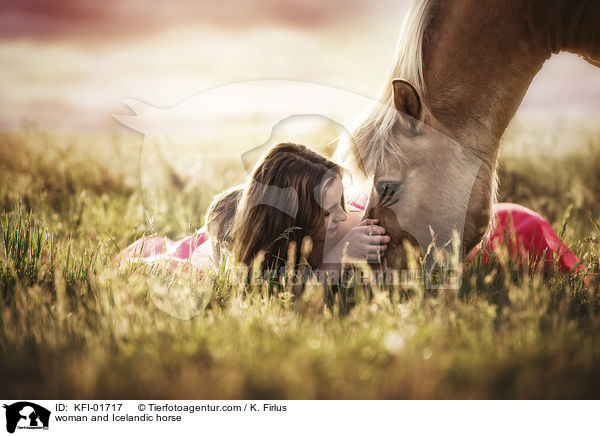 Frau und Islnder / woman and Icelandic horse / KFI-01717