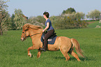 woman rides Icelandic horse