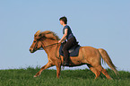 woman rides Icelandic horse