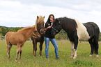 woman and Icelandic horses