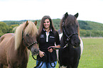 woman and Icelandic horses