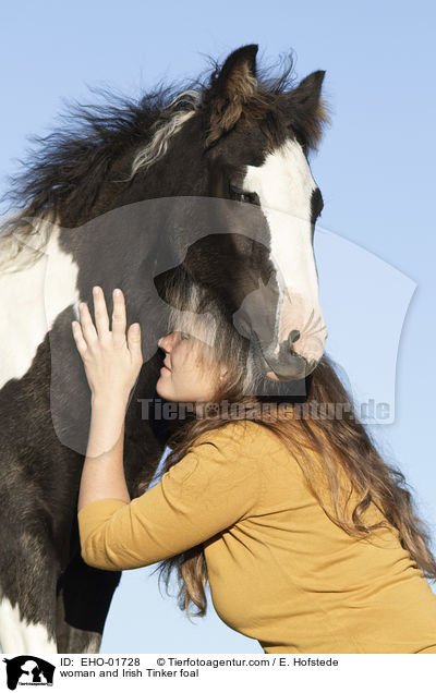 woman and Irish Tinker foal / EHO-01728