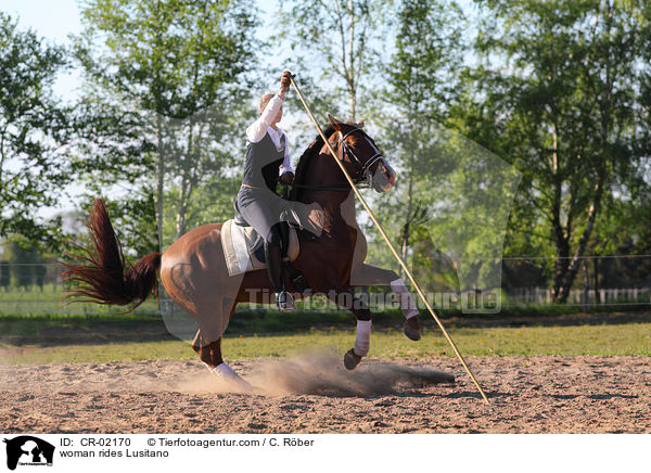 Frau reitet Lusitano / woman rides Lusitano / CR-02170