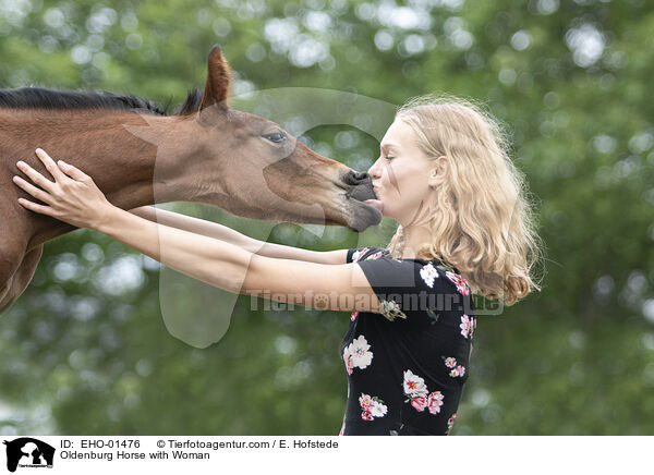 Oldenburger mit Frau / Oldenburg Horse with Woman / EHO-01476