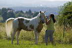 woman and Paint Horse