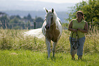 woman and Paint Horse