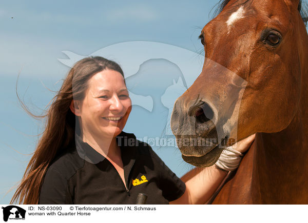 Frau mit Quarter Horse / woman with Quarter Horse / NS-03090