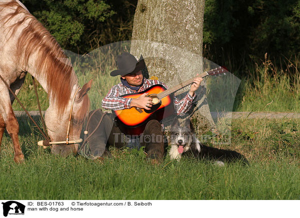 Mann mit Pferd und Hund / man with dog and horse / BES-01763