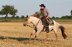 man rides Quarter Horse