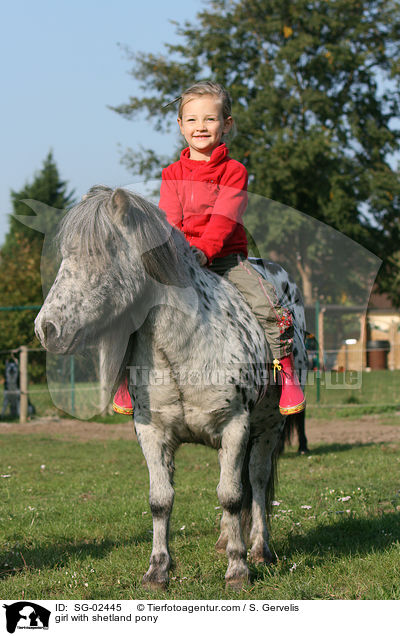 Mdchen auf Shetland Pony / girl with shetland pony / SG-02445