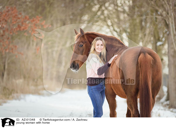 junge Frau mit Pferd / young woman with horse / AZ-01348