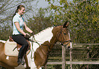 woman rides warmblood