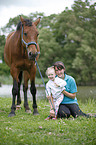 woman, child and warmblood