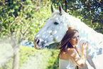 woman and white horse