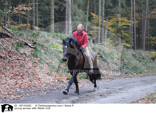 junge Frau mit Welsh Cob / young woman with Welsh Cob / AP-04282