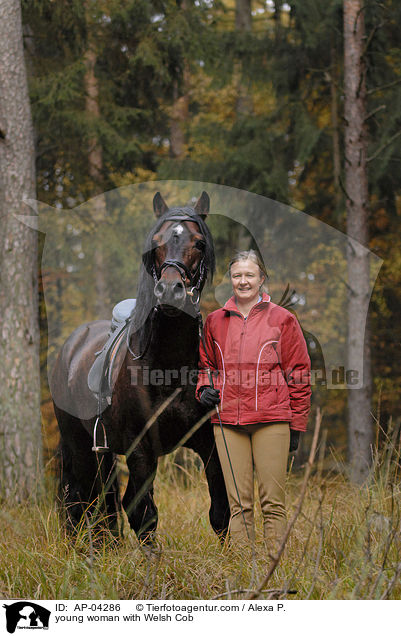 junge Frau mit Welsh Cob / young woman with Welsh Cob / AP-04286