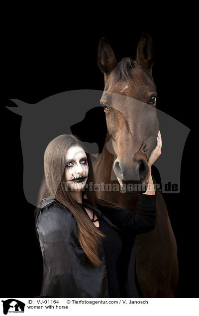 kostmierte Frau mit Pferd / woman with horse / VJ-01164