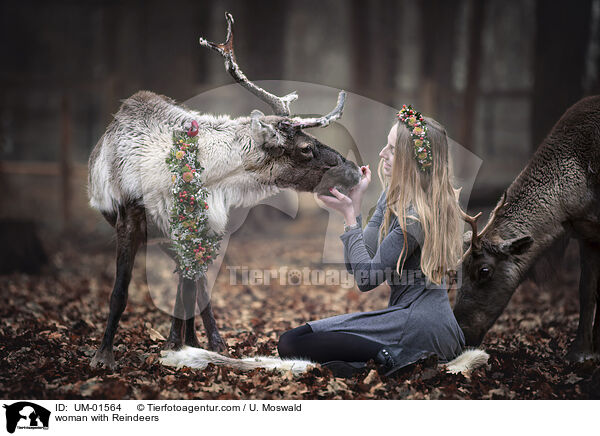 Frau mit Rentieren / woman with Reindeers / UM-01564